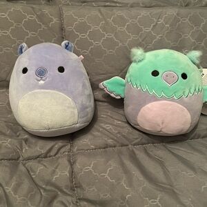 Squishmallows set: 5” Javari the Groundhog Sand  5” andMinerva Gryphon Eagle NEW